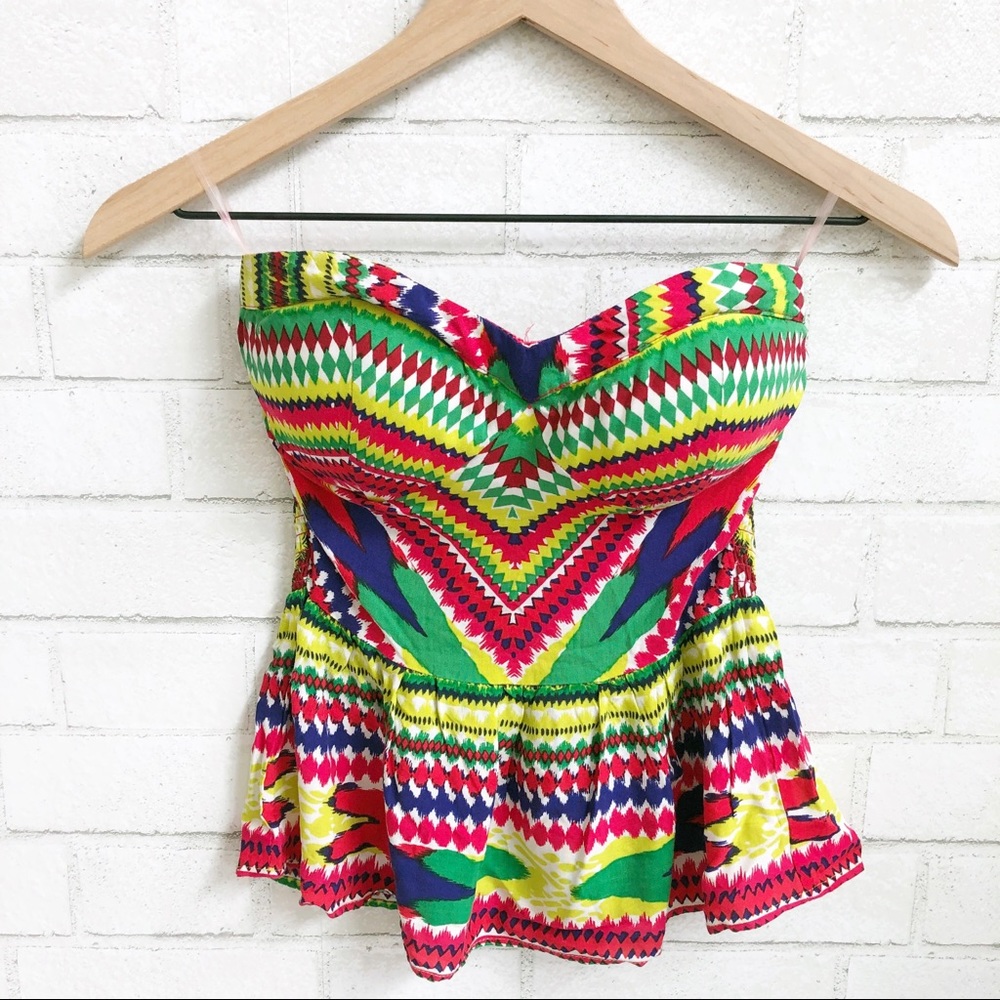 NWOT- WETSEAL Festive Bright Color Peplum Top